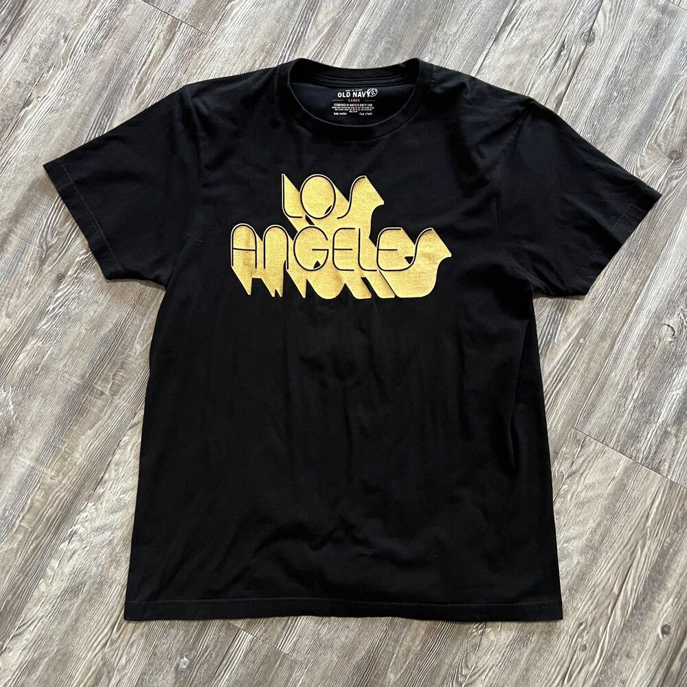 Old Navy Los Angeles Graphic Tee Black Gold Cotton Shirt Men’s Large